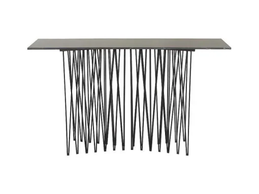 Stone Sidetable 37X130 Cm Glas Zwart Marmor Decor.