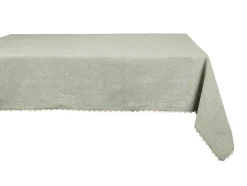 Tafelkleed + 4 Katoenen Servetten - Beige Rand - Groen - 140 X 240 Cm - Loania