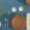 Tafelkleed + 4 Servetten Met Franjes - Katoen - Blauw - 140 X 240 Cm - Pola