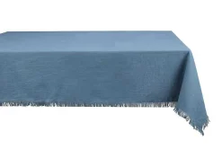 Tafellaken Met Franje Van Katoen - 140 X 240 Cm - Marineblauw - Pola
