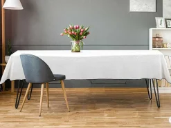 Tafellaken Van Katoen En Linnen Met Zwarte Rand - 170 X 250 Cm - Gebroken Wit - Borina