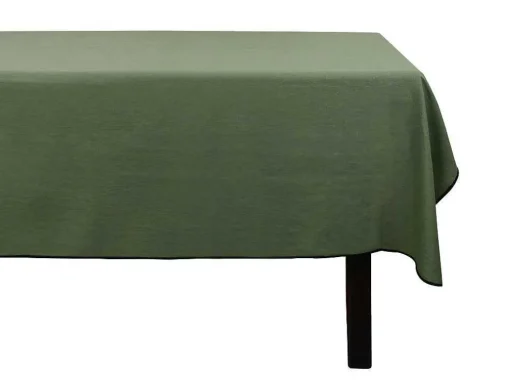 Tafellaken Van Katoen En Linnen Met Zwarte Rand - 170 X 300 Cm - Kaki - Borina