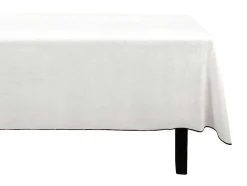Tafellaken Van Katoen En Linnen Met Zwarte Rand - 170 X 300 Cm - Gebroken Wit - Borina