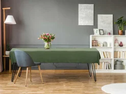 Tafellaken Van Katoen En Linnen Met Zwarte Rand - 170 X 250 Cm - Kaki - Borina