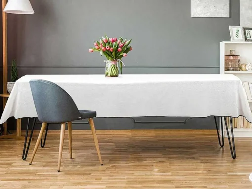Tafellaken Van Katoen En Linnen Met Zwarte Rand - 170 X 300 Cm - Gebroken Wit - Borina