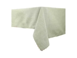 Tafellaken Van Katoen Met Beige Rand - 140 X 240 Cm - Groen - Loania