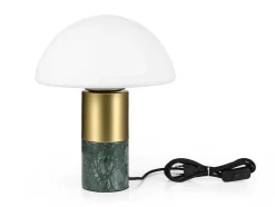 Tafellamp Champignon Van Marmer, Metaal En Glas - D30 X H35 Cm - Wit En Goudkleurig - Langford
