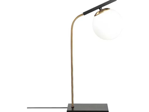Tafellamp In Art-Decostijl Van Metaal Met Glazen Bol Yildiz - L25 X H55 Cm - Zwart