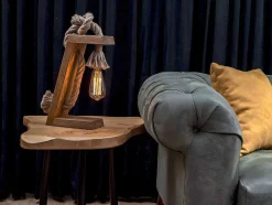 Tafellamp Van Grenen Karatas - Handgemaakt - H35 Cm