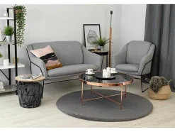Tapijt Bunny Rond Anthracytkleuring Imitatie Konijnenvacht Cercle 140 Cm
