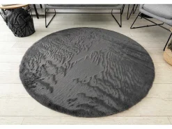 Tapijt Bunny Rond Anthracytkleuring Imitatie Konijnenvacht Cercle 140 Cm