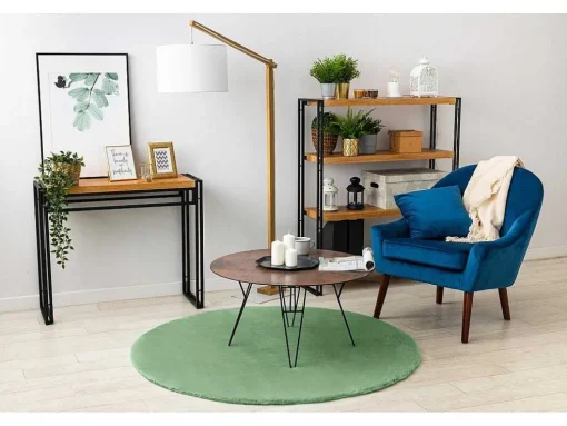 Tapijt Bunny Rond Groen Imitatie Konijnenvacht Cercle 80 Cm