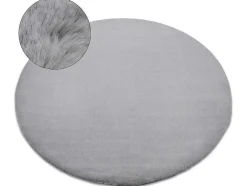 Tapijt Bunny Rond Zilver Imitatie Konijnenvacht Cercle 160 Cm