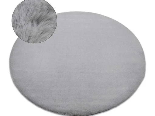 Tapijt Bunny Rond Zilver Imitatie Konijnenvacht Cercle 160 Cm