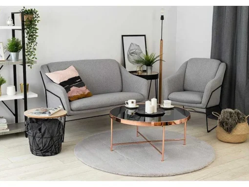 Tapijt Bunny Rond Zilver Imitatie Konijnenvacht Cercle 100 Cm