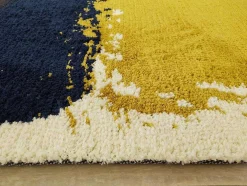 Tapijt Camden - Polyester - 160 X 230 Cm - Mosterdkleur, Marineblauw, Grijs