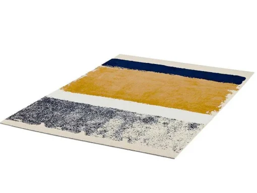 Tapijt Camden - Polyester - 160 X 230 Cm - Mosterdkleur, Marineblauw, Grijs