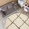 Tapijt Fluffy 2373 Cirkel Shaggy Latwerk Room / Beige Cercle 160 Cm