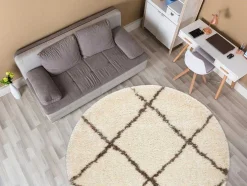 Tapijt Fluffy 2373 Cirkel Shaggy Latwerk Room / Beige Cercle 160 Cm
