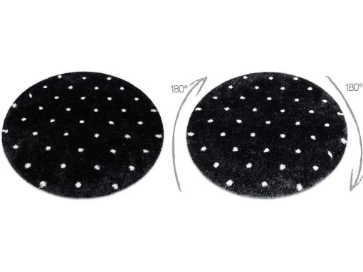 Tapijt Fluffy 2370 Cirkel, Shaggy Stippen Antraciet / Wit Cercle 160 Cm