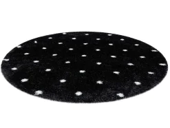 Tapijt Fluffy 2370 Cirkel, Shaggy Stippen Antraciet / Wit Cercle 160 Cm