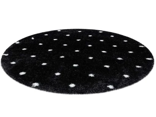 Tapijt Fluffy 2370 Cirkel, Shaggy Stippen Antraciet / Wit Cercle 160 Cm
