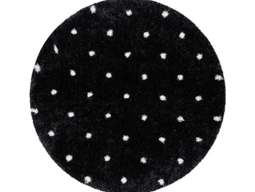 Tapijt Fluffy 2370 Cirkel, Shaggy Stippen Antraciet / Wit Cercle 160 Cm