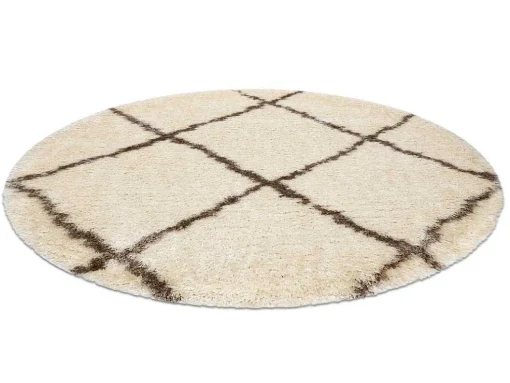Tapijt Fluffy 2373 Cirkel Shaggy Latwerk Room / Beige Cercle 160 Cm