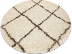 Tapijt Fluffy 2373 Cirkel Shaggy Latwerk Room / Beige Cercle 160 Cm