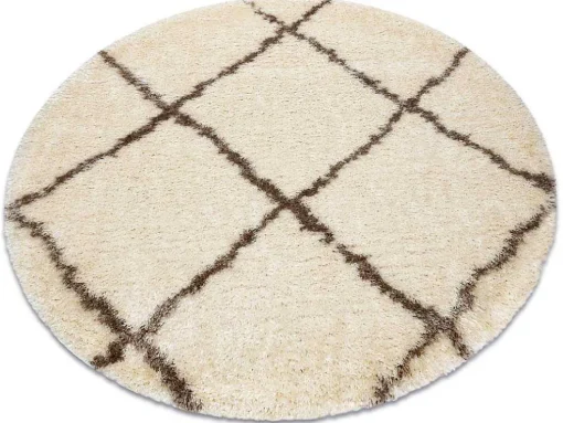 Tapijt Fluffy 2373 Cirkel Shaggy Latwerk Room / Beige Cercle 160 Cm