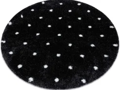 Tapijt Fluffy 2370 Cirkel, Shaggy Stippen Antraciet / Wit Cercle 160 Cm