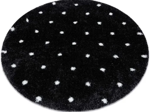 Tapijt Fluffy 2370 Cirkel, Shaggy Stippen Antraciet / Wit Cercle 160 Cm