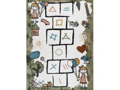 Tapijt Fun Hop Voor Kinderen, Klassikaal Spel, Dieren Groen 180X270 Cm