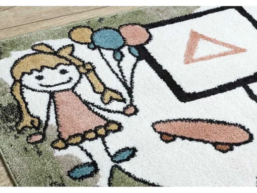 Tapijt Fun Hop Voor Kinderen, Klassikaal Spel, Dieren Groen 180X270 Cm