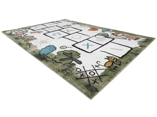 Tapijt Fun Hop Voor Kinderen, Klassikaal Spel, Dieren Groen 180X270 Cm