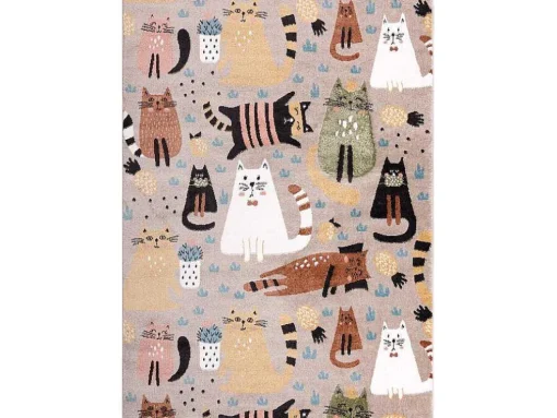 Tapijt Fun Kittens Voor Kinderen, Katten Beige 200X290 Cm