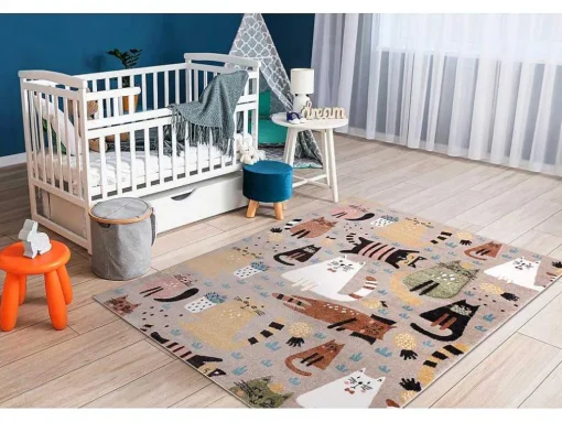 Tapijt Fun Kittens Voor Kinderen, Katten Beige 200X290 Cm