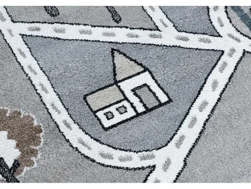 Tapijt Fun Strade Voor Kinderen, Straat, Stad Van Grijs 160X220 Cm