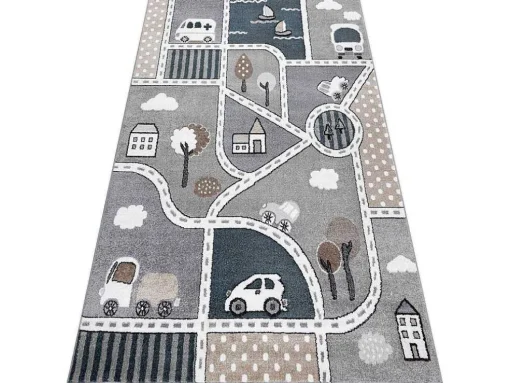 Tapijt Fun Strade Voor Kinderen, Straat, Stad Van Grijs 160X220 Cm