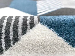 Tapijt Geometrisch Design Carrio - Polypropyleen - 160 X 230 Cm - Grijs, Wit En Blauw