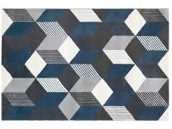 Tapijt Geometrisch Design Carrio - Polypropyleen - 160 X 230 Cm - Grijs, Wit En Blauw