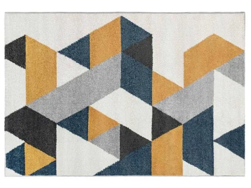 Tapijt Geometrisch Scandinavische Stijl Geomie - Polypropyleen - 160 X 230 Cm - Geel, Grijs En Blauw