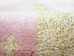 Tapijt Kinderen Sprookjeskasteel - Glanzende Lurex-Afwerking - 120 X 170 Cm - Roze En Goud - Princesia