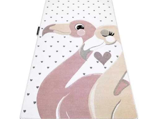 Tapijt Petit Flamingos Flamingo'S Hartjes Creme 80X150 Cm