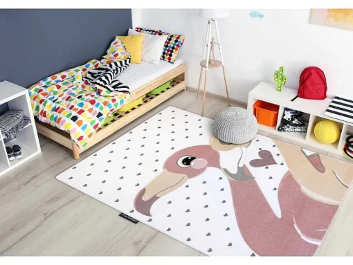 Tapijt Petit Flamingos Flamingo'S Hartjes Creme 80X150 Cm
