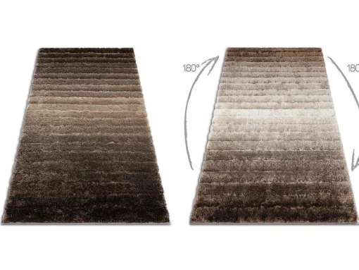 Tapijt Shaggy Flim 007-B3 Modern, Strips - Structureel, Bruin 80X150 Cm