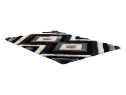 Tapijt Shaggy Met 3D-Effect Sablier - Polyester - 140 X 200 Cm - Grijs Zwart En Wit