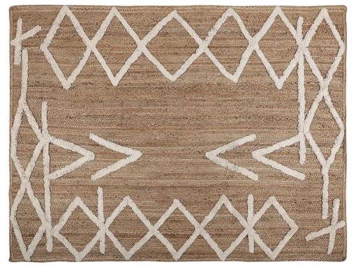 Tapijt Van Handgeweven Jute En Katoen - 160 X 230 Cm - Naturelkleurig En Wit - Garland