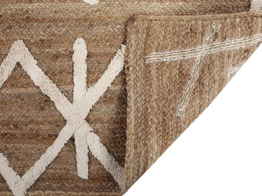 Tapijt Van Handgeweven Jute En Katoen - 160 X 230 Cm - Naturelkleurig En Wit - Garland