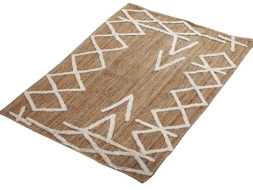 Tapijt Van Handgeweven Jute En Katoen - 160 X 230 Cm - Naturelkleurig En Wit - Garland